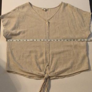 Umgee Rayon/Linen Button Down Tie Front Blouse